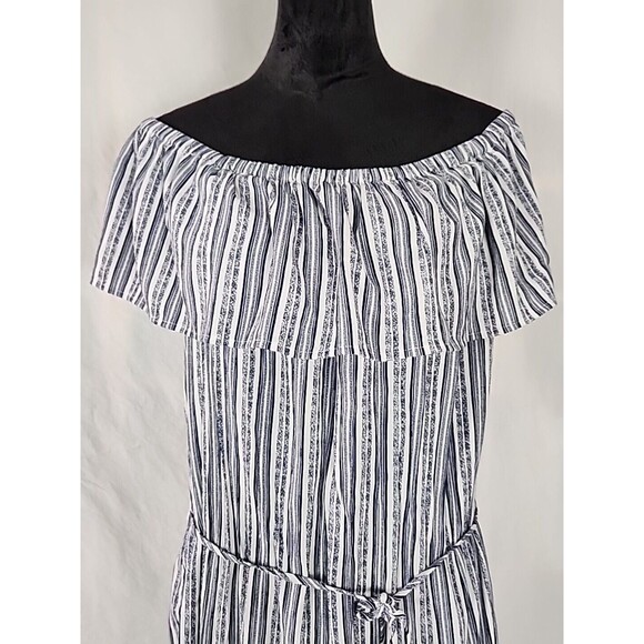 Hawaiian Tropic Off Shoulder Women Blue Casual Sun Mini Dress X-Large Beach Boho - Picture 4 of 13